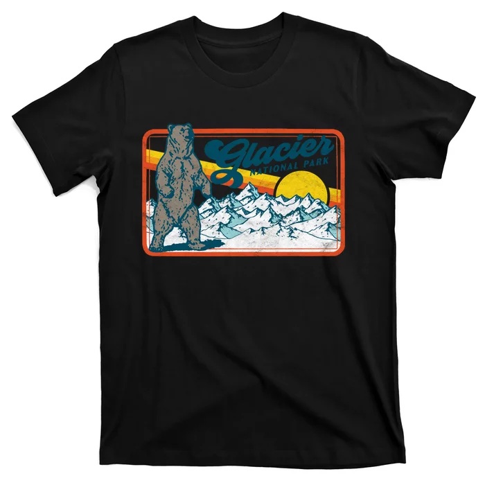 Retro Glacier National Park 80's Bear Graphic 80s Meaningful Gift T-Shirt