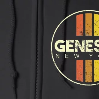 Retro Geneseo New York Full Zip Hoodie