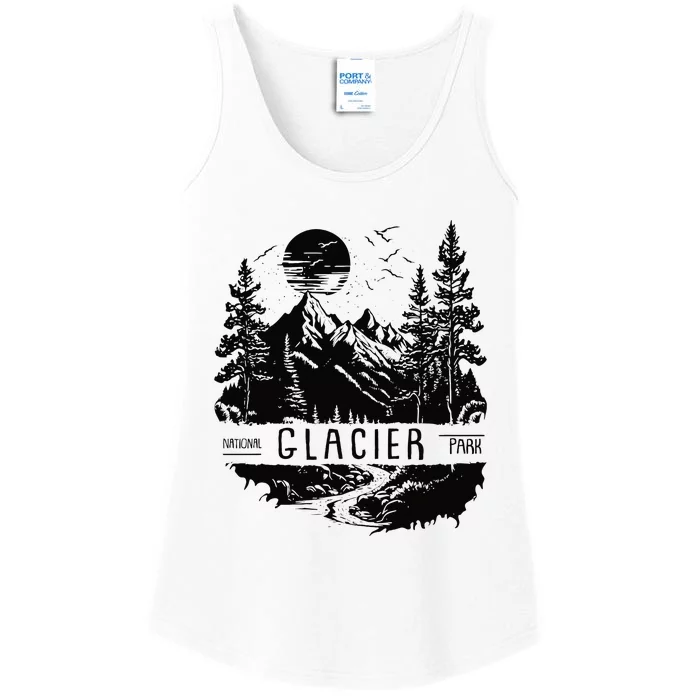 Retro Glacier National Park Us Vintage Glacier Ladies Essential Tank