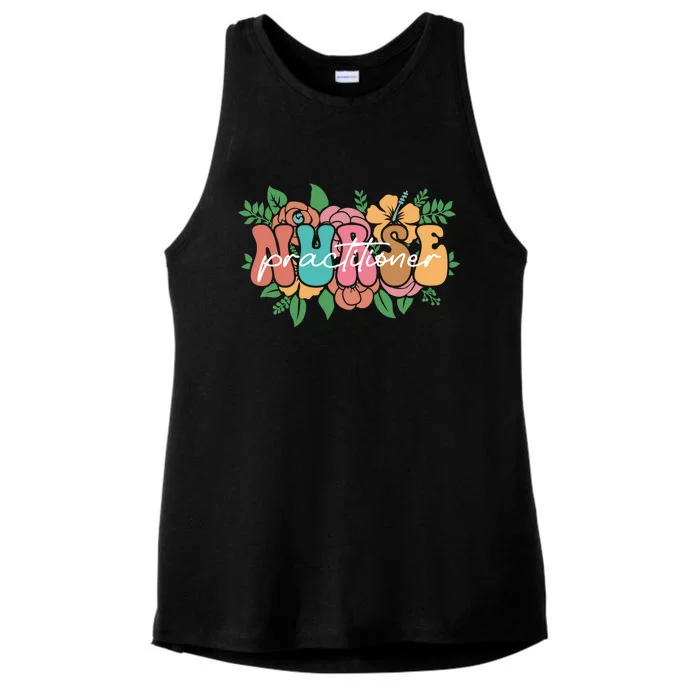 Retro Groovy Nurse Practitioner Flower Nursing Practitioner Gift Ladies Tri-Blend Wicking Tank