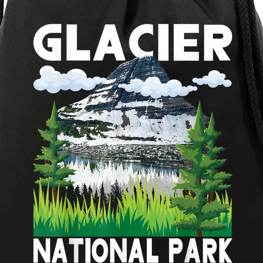 Retro Glacier National Park Hiking & Camping Lover Drawstring Bag