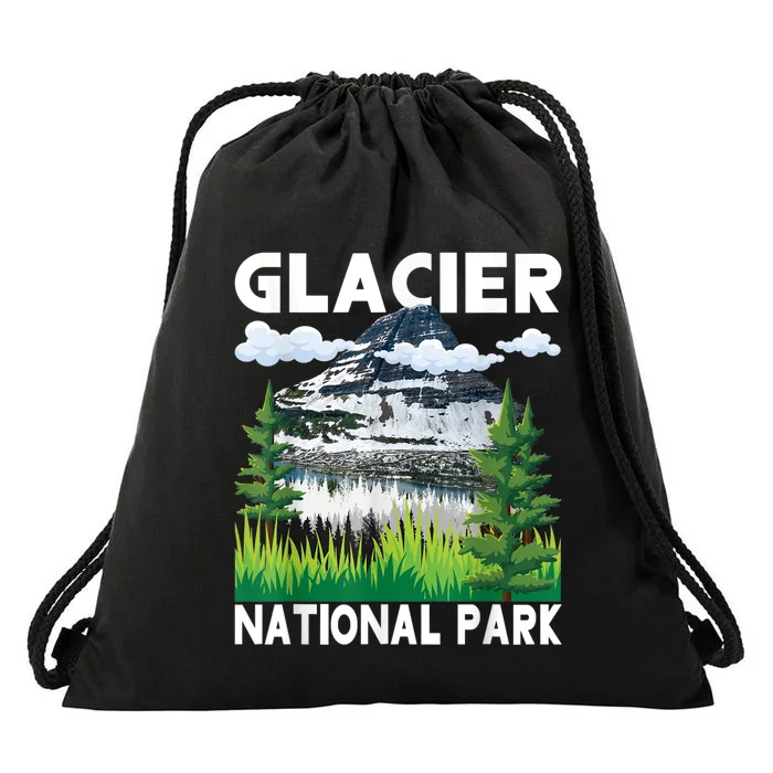 Retro Glacier National Park Hiking & Camping Lover Drawstring Bag