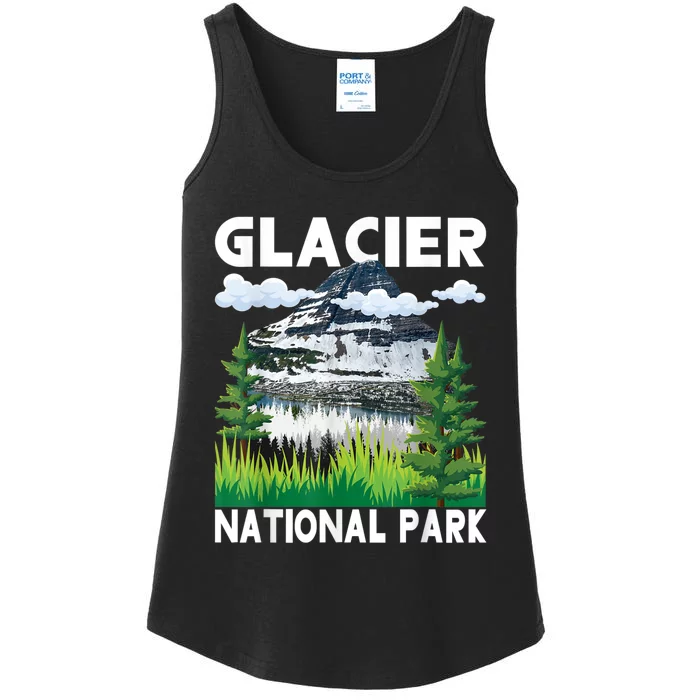 Retro Glacier National Park Hiking & Camping Lover Ladies Essential Tank