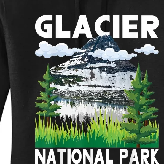 Retro Glacier National Park Hiking & Camping Lover Women's Pullover Hoodie