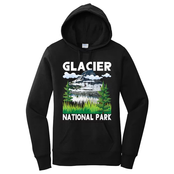 Retro Glacier National Park Hiking & Camping Lover Women's Pullover Hoodie