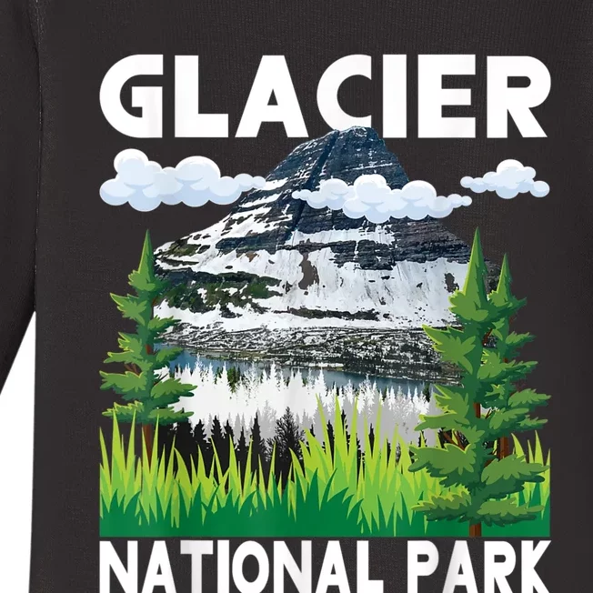 Retro Glacier National Park Hiking & Camping Lover Baby Long Sleeve Bodysuit