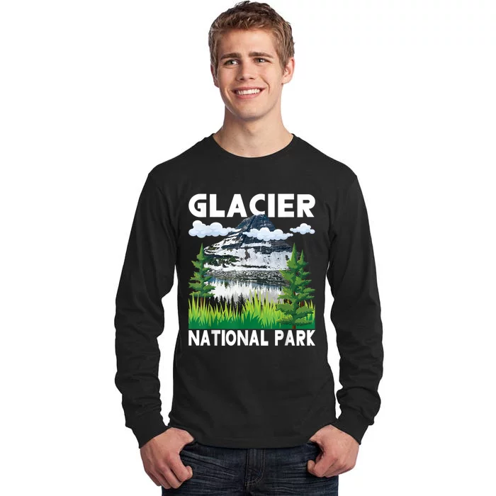 Retro Glacier National Park Hiking & Camping Lover Tall Long Sleeve T-Shirt