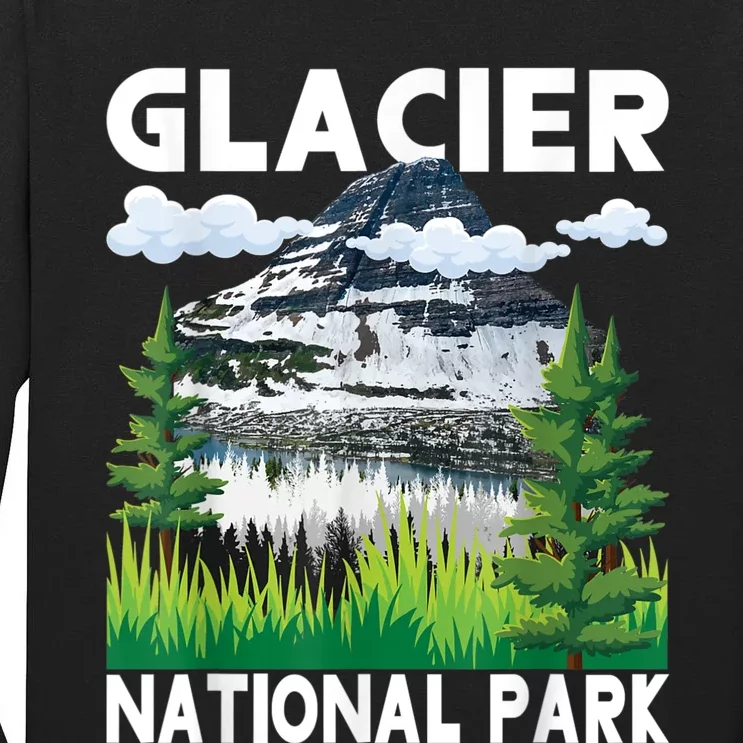 Retro Glacier National Park Hiking & Camping Lover Tall Long Sleeve T-Shirt