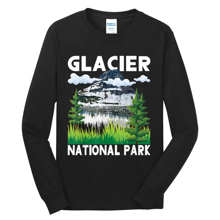 Retro Glacier National Park Hiking & Camping Lover Tall Long Sleeve T-Shirt