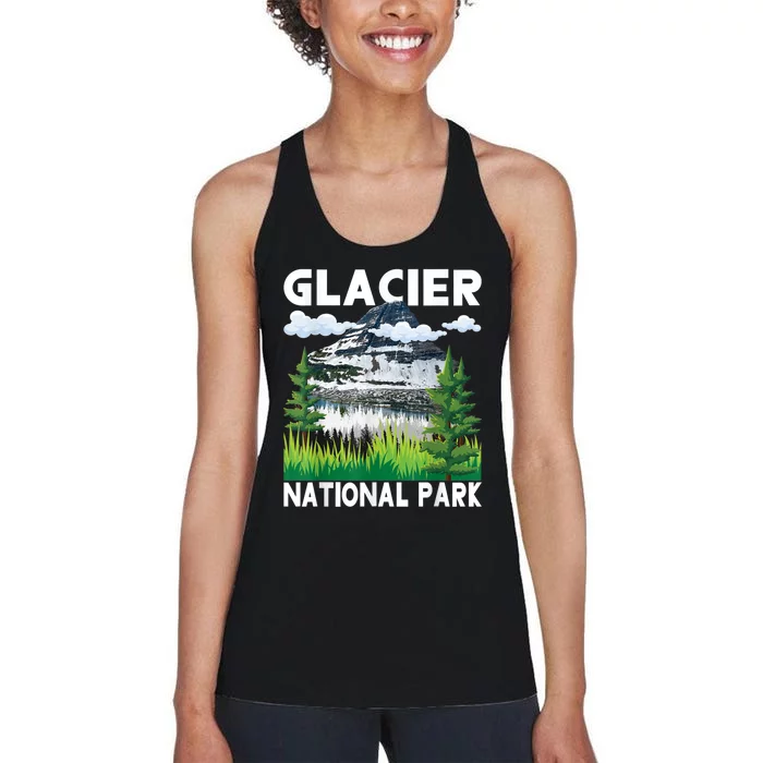 Retro Glacier National Park Hiking & Camping Lover Women's Racerback Tank