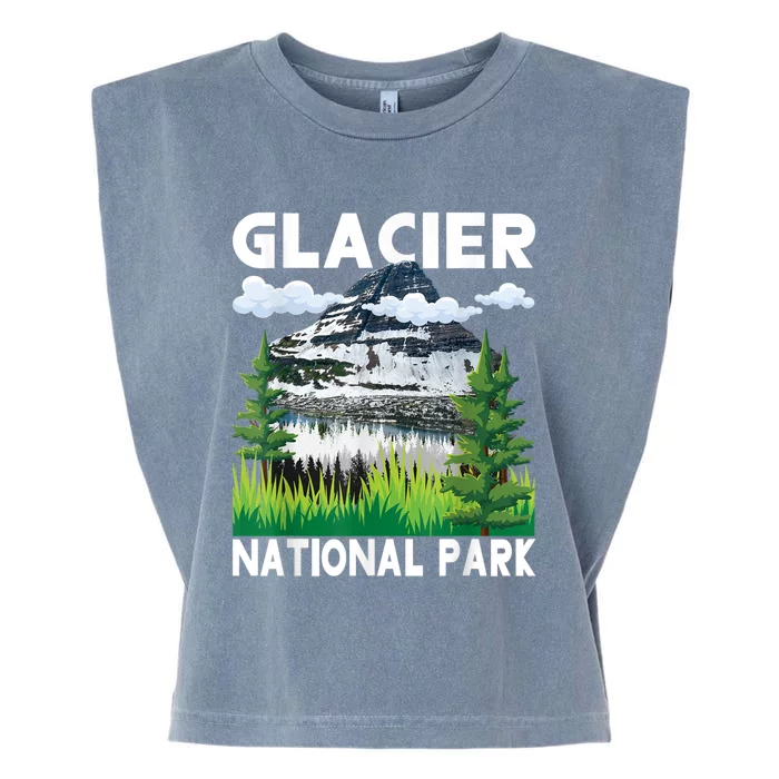 Retro Glacier National Park Hiking & Camping Lover Garment-Dyed Women's Muscle Tee