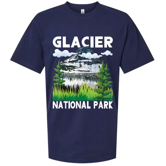 Retro Glacier National Park Hiking & Camping Lover Sueded Cloud Jersey T-Shirt