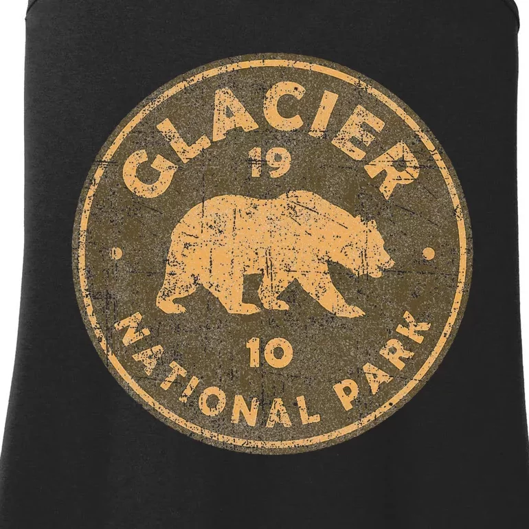 Retro Glacier National Park Montana Hiking Ladies Essential Tank