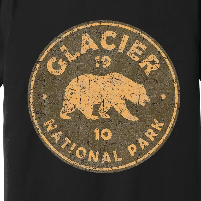 Retro Glacier National Park Montana Hiking Premium T-Shirt