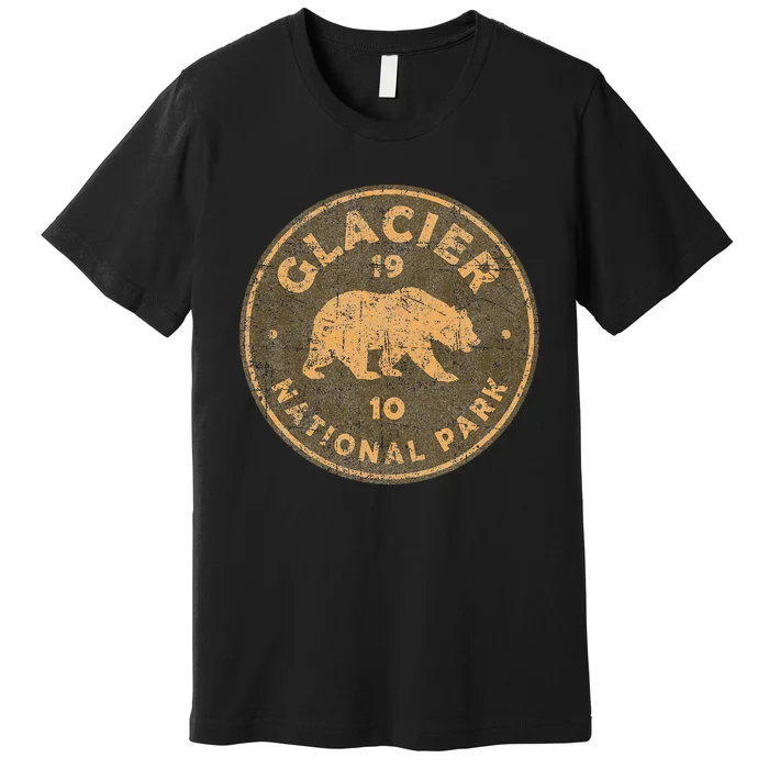 Retro Glacier National Park Montana Hiking Premium T-Shirt