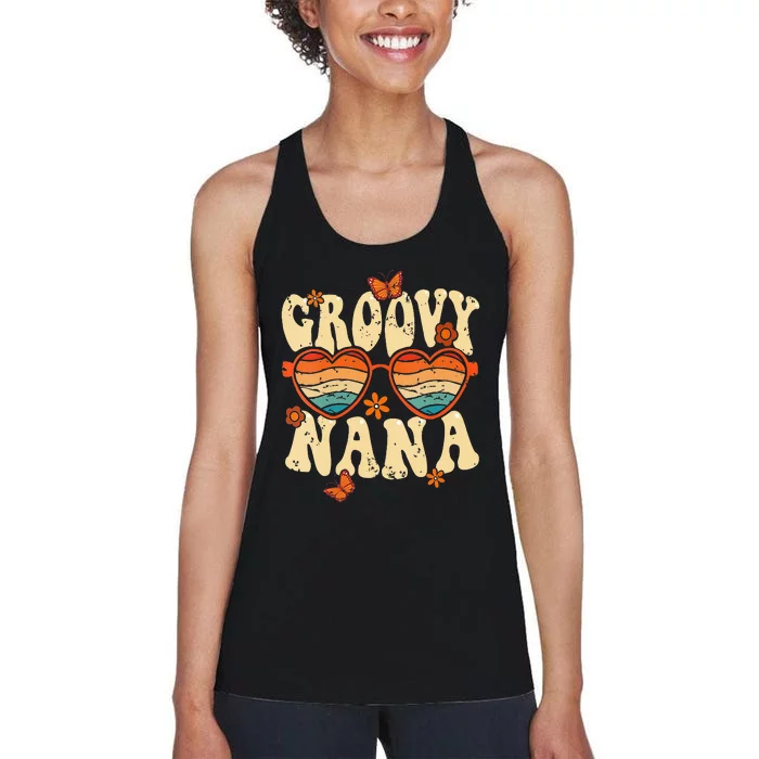 Retro Groovy Nana 70s Aesthetic 1970s Mothers Day Women's Racerback Tank