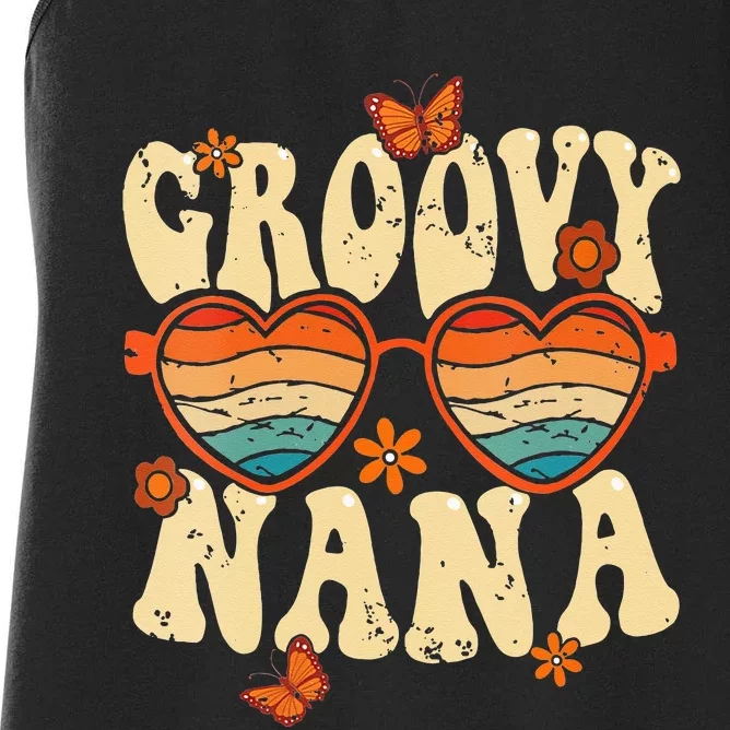 Retro Groovy Nana 70s Aesthetic 1970s Mothers Day Women's Racerback Tank