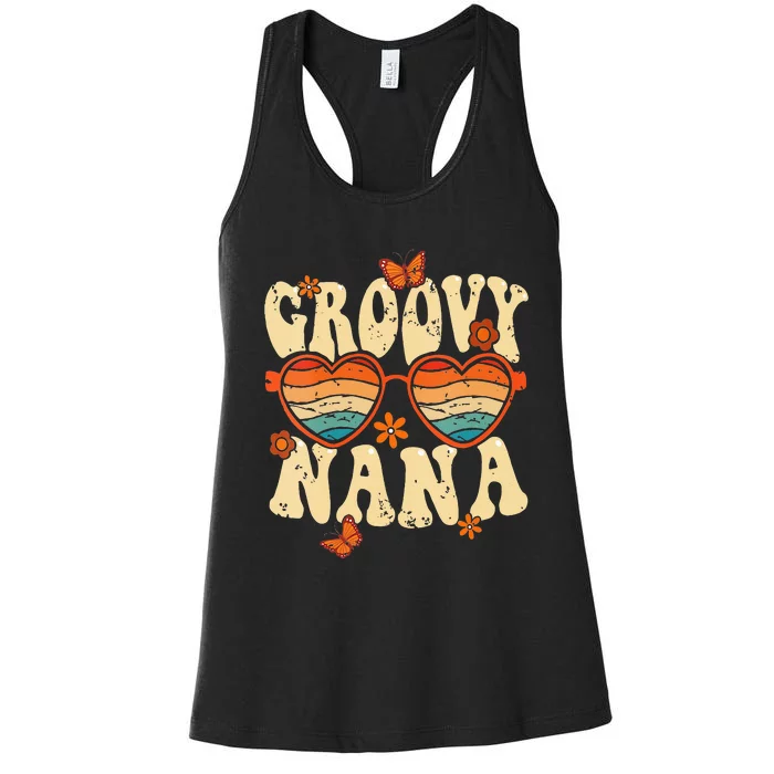 Retro Groovy Nana 70s Aesthetic 1970s Mothers Day Women's Racerback Tank