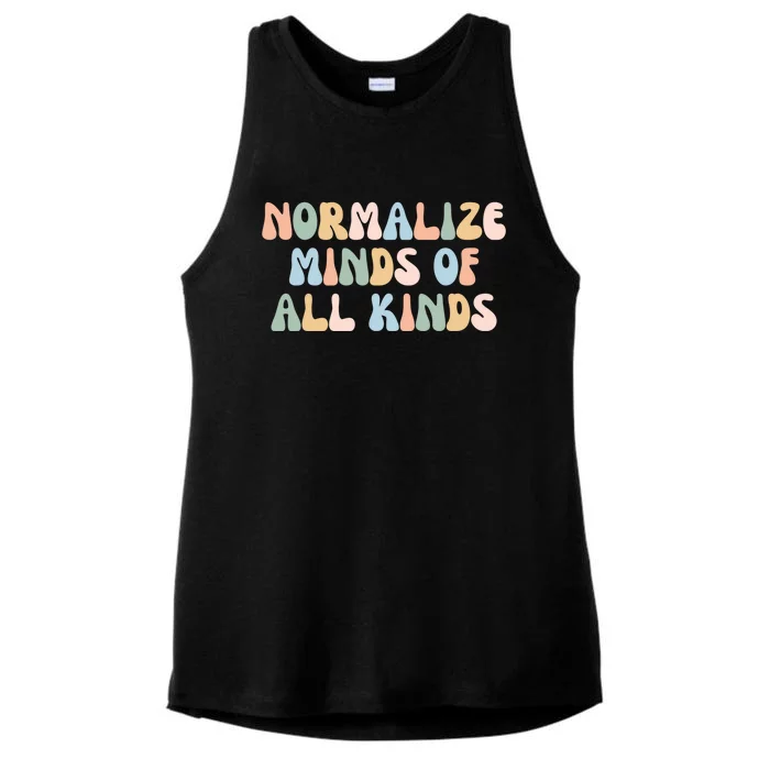 Retro Groovy Neurodiversity Normalize Minds Of All Kinds Gift Ladies Tri-Blend Wicking Tank