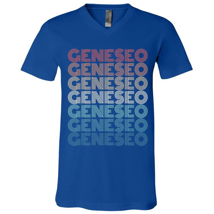 Retro Geneseo New York Gift V-Neck T-Shirt