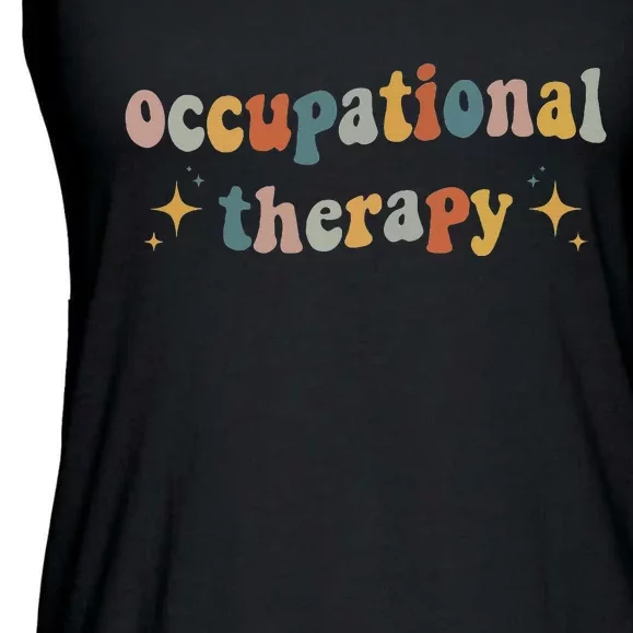 Retro Groovy Occupational Therapy OT Therapist OT Month Ladies Essential Flowy Tank