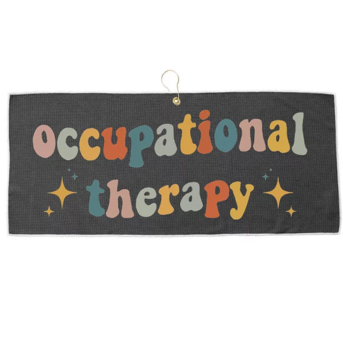 Retro Groovy Occupational Therapy OT Therapist OT Month Large Microfiber Waffle Golf Towel