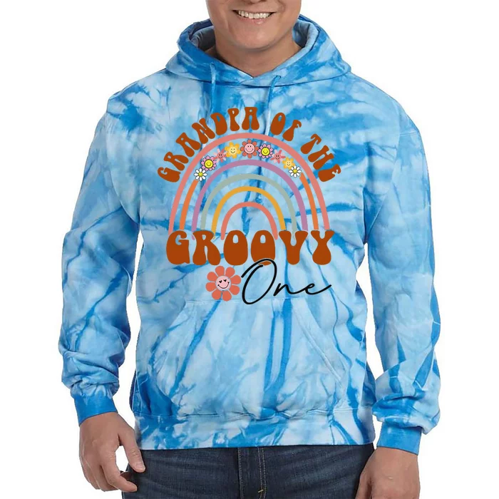 Retro Grandpa of Groovy One Matching Family Birthday Party Tie Dye Hoodie