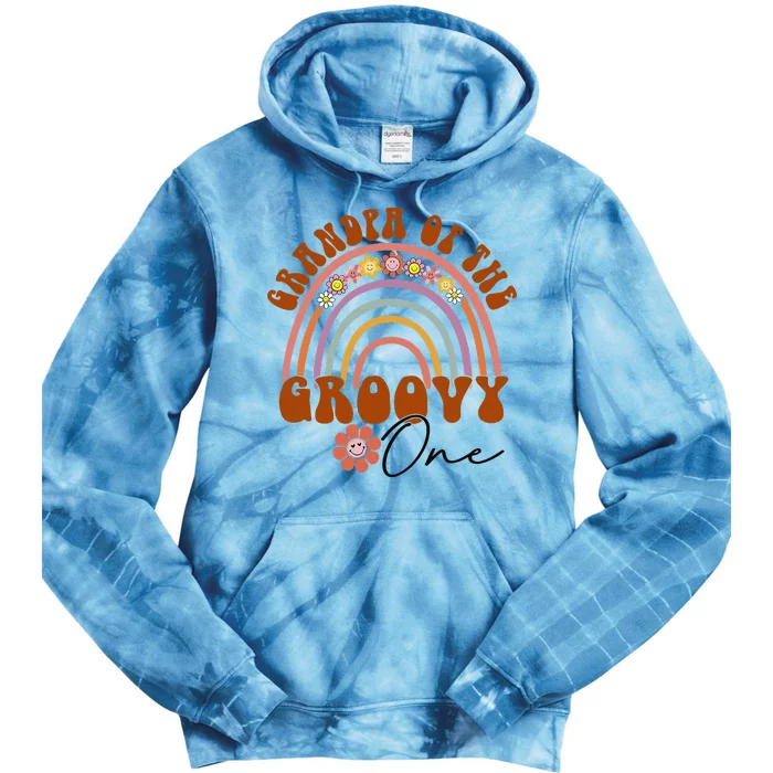 Retro Grandpa of Groovy One Matching Family Birthday Party Tie Dye Hoodie