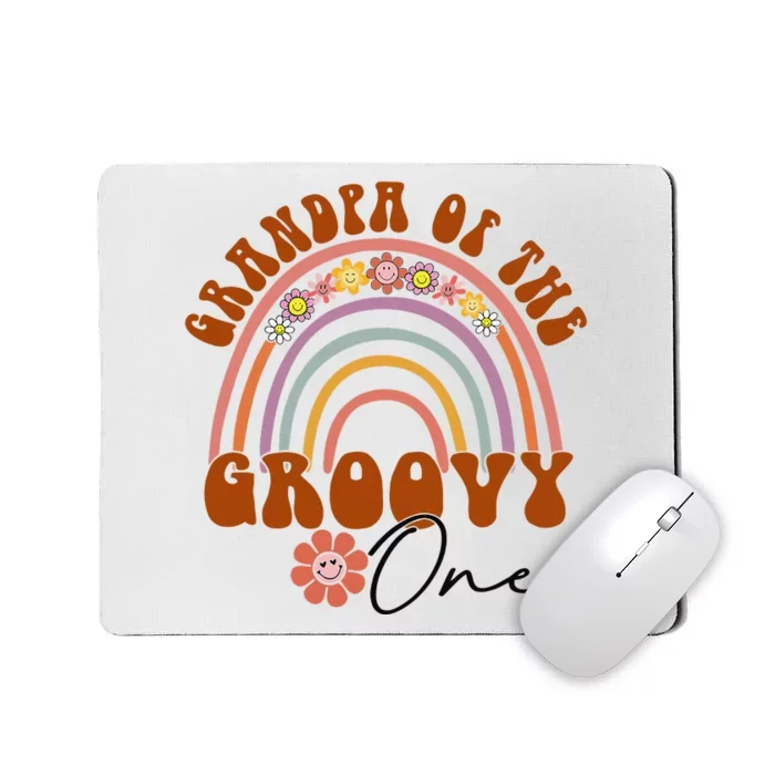 Retro Grandpa of Groovy One Matching Family Birthday Party Mousepad