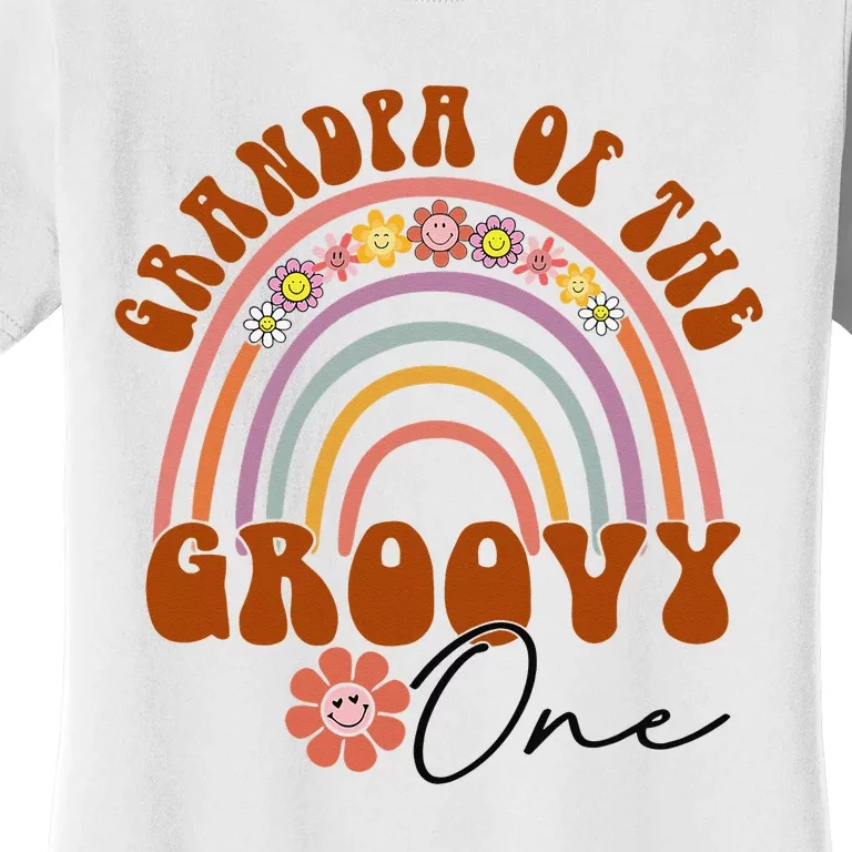 Retro Grandpa of Groovy One Matching Family Birthday Party Women's T-Shirt