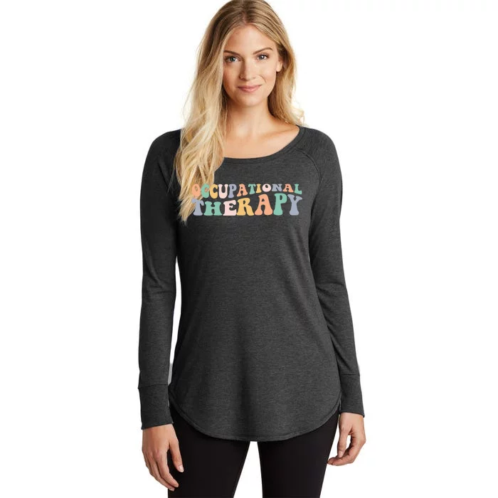 Retro Groovy Occupational Therapy OT Therapist Women's Perfect Tri Tunic Long Sleeve Shirt