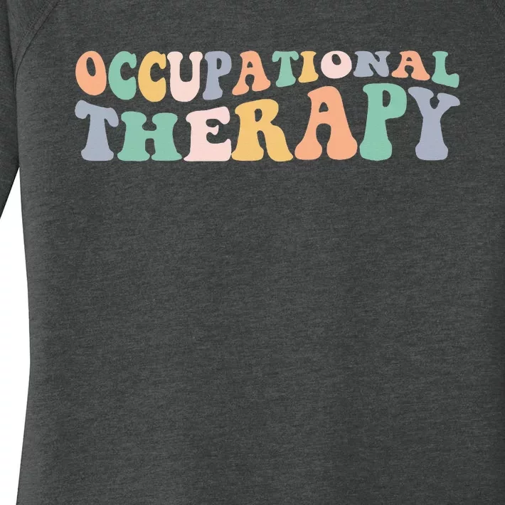 Retro Groovy Occupational Therapy OT Therapist Women's Perfect Tri Tunic Long Sleeve Shirt