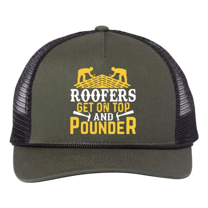 Roofers Get On Top And Pounder Funny Roofing Retro Rope Trucker Hat Cap