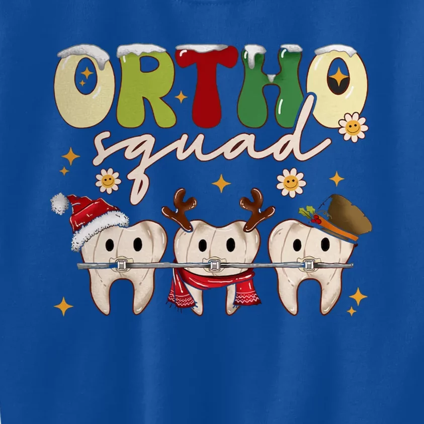 Retro Groovy Ortho Squad Christmas Orthodontist Dentist Gift Kids Sweatshirt