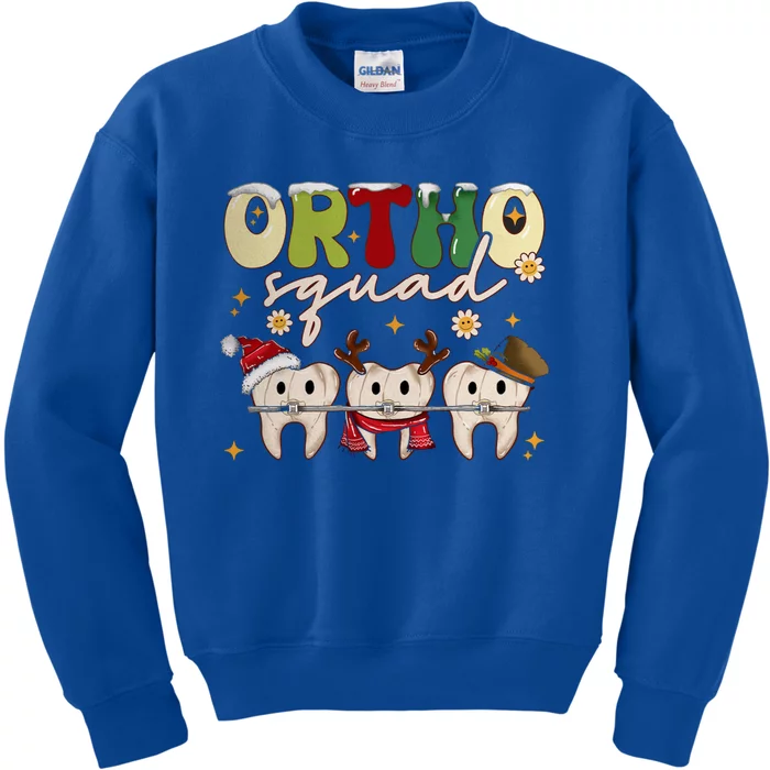 Retro Groovy Ortho Squad Christmas Orthodontist Dentist Gift Kids Sweatshirt