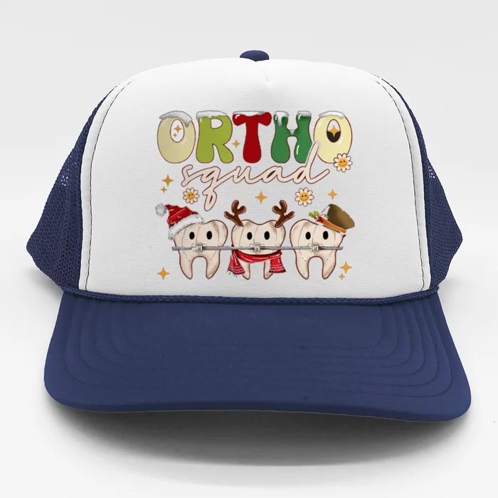 Retro Groovy Ortho Squad Christmas Orthodontist Dentist Gift Trucker Hat