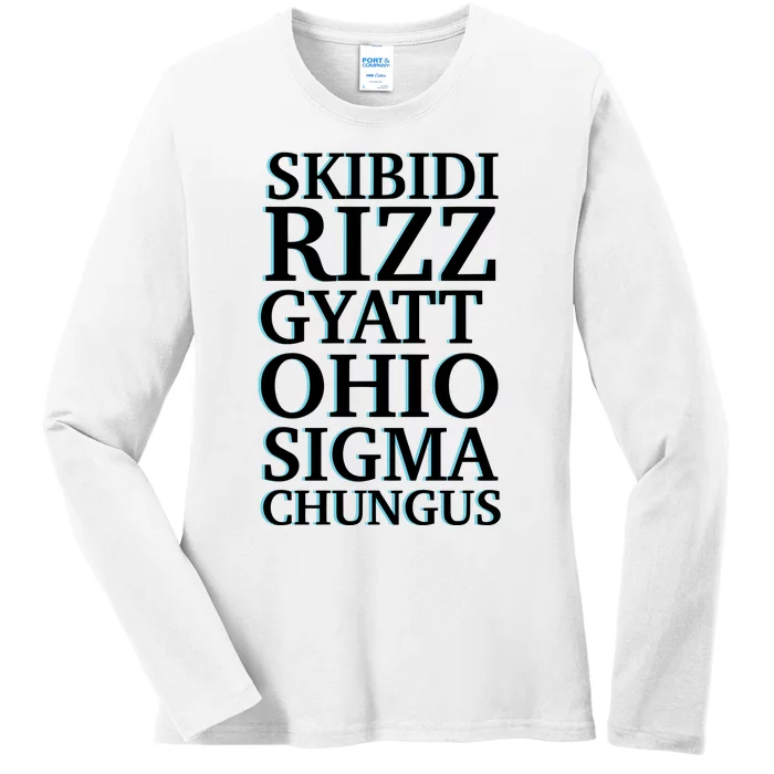 Rizz Gyatt Ohio Sigma Chungus Ladies Long Sleeve Shirt