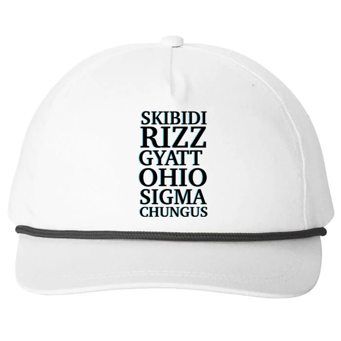 Rizz Gyatt Ohio Sigma Chungus Snapback Five-Panel Rope Hat