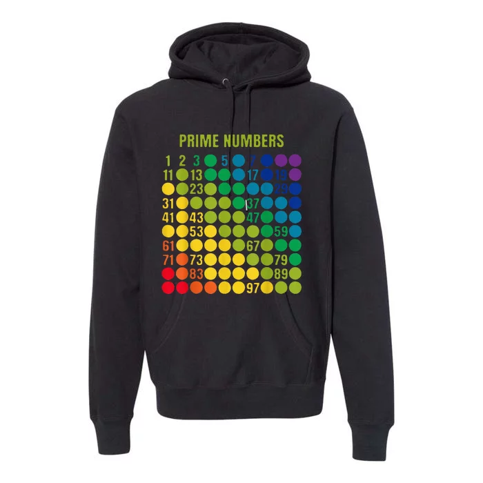 Rainbow Grid Of Prime Numbers School Teacher Premium Hoodie