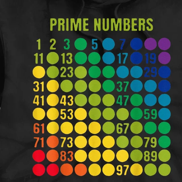 Rainbow Grid Of Prime Numbers School Teacher Tie Dye Hoodie