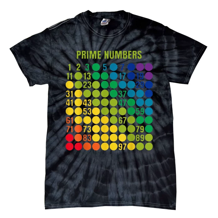 Rainbow Grid Of Prime Numbers School Teacher Tie-Dye T-Shirt