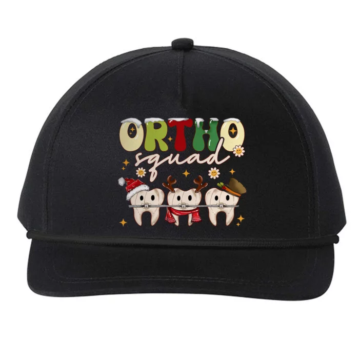 Retro Groovy Ortho Squad Christmas Orthodontist Dentist Gift Snapback Five-Panel Rope Hat