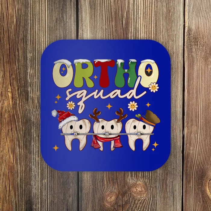 Retro Groovy Ortho Squad Christmas Orthodontist Dentist Gift Coaster