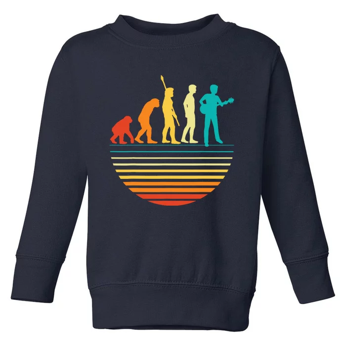 Retro Guitar Player Design Guitarist I Vintage Evolution Toddler Sweatshirt