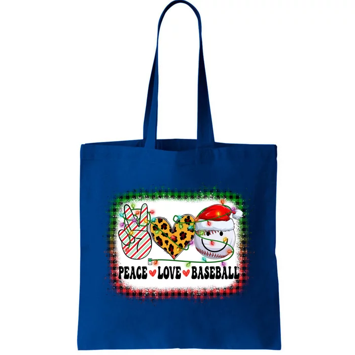 Retro Groovy Peace Love Baseball Christmas Lights Xmas Cool Gift Tote Bag