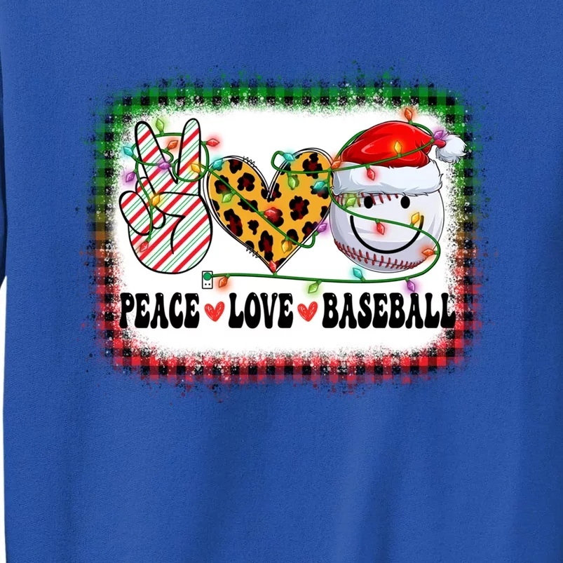 Retro Groovy Peace Love Baseball Christmas Lights Xmas Cool Gift Tall Sweatshirt