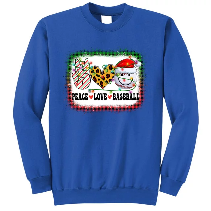 Retro Groovy Peace Love Baseball Christmas Lights Xmas Cool Gift Tall Sweatshirt