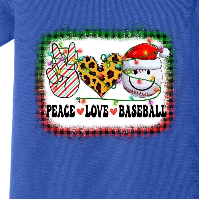 Retro Groovy Peace Love Baseball Christmas Lights Xmas Cool Gift Baby Bodysuit