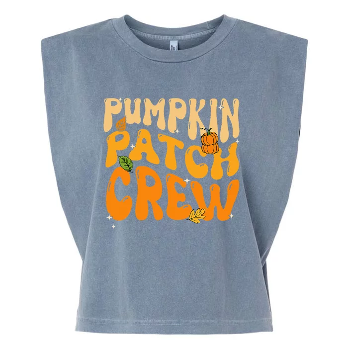 Retro Groovy Pumpkin Patch Crew Thanksgiving Fall Autumn Garment-Dyed Women's Muscle Tee