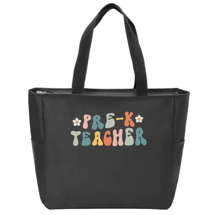 Retro Groovy Pre K Teacher First Day Of Back To School Zip Tote Bag